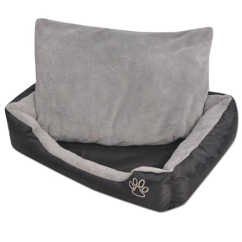 VidaXL Hundebett mit gepolstertem Kissen Schwarz/Grau 48 cm, 48 cm, 18 cm