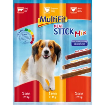 MultiFit MeatStick Mix Rind, Truthahn & Huhn 24x3x11g (72 Sticks)