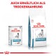 Bild von Royal Canin hypoallergenem Tierfutter: eine Dose links, ein Beutel rechts, mit 'AUCH ERHÄLTLICH ALS TROCKENNARUNG' darüber.