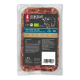 Vakuumversiegelte 400 g LIEBESGUT-Futterschale mit Aufschrift 'BARF-MENÜ BIO-RIND', Kuhillustration, Bio-Logos und '78% Fleischanteil'