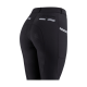 Schwarze Reitleggings mit strukturiertem Grip, mit weißen Streifen und einer kleinen Tasche auf der Rückseite.
