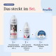 Pawlie's Sensitiv Shampoo für Hunde, mit einem lächelnden Border Collie auf dem Etikett, verspricht, empfindliche Haut zu pflegen und Juckreiz zu lindern.