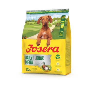 Josera Daily Menu mit Enten-Adult-Hundefutterbeutel, 72 % tierisches Protein, Lachsöl, glutenfrei, alle Größen.
