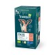 Multipack de nourriture pour chat biologique Yarrah, comprenant 8 sachets de 100 g de pâté avec du poulet, du saumon et des algues ; recette sans céréales.