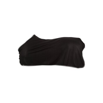 Schwarze Tierdecke mit weißem Rand, entworfen für Komfort und Wärme.