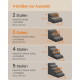 Produktdiagramm für Haustiertreppen: '4 Größen zur Auswahl' zeigt 2-, 3-, 4- und 5-Stufen-Modelle mit Maßen (cm) und '15,8 kg' Angaben.