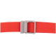 Rotes Haustierhalsband mit einer grauen Schnalle, die die Nummer "2" darauf hat.
