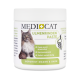 MediCat Ulmenrindenpaste für Katzen, mit einer flauschigen Katze auf dem Etikett, die behauptet, Magen und Darm zu beruhigen.