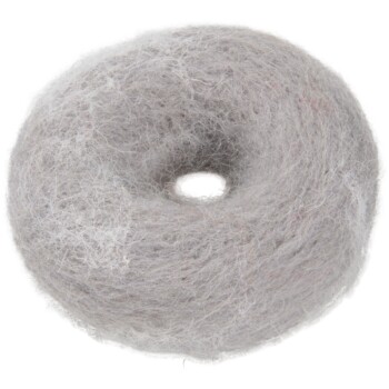 Grijze wollen kattenhaar donutvormige verzorgingsborstel voor het verwijderen van huisdierhaar.