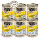 Sechs Dosen DOGS'n TIGER Katzenfutter mit der Aufschrift "Schlemmer-Menü FREIGEIST", mit Huhn, Lachs und Karotten, mit 70% Fleischanteil.