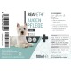 Flüssiges Augenpflegeprodukt für Hunde und Katzen, beschriftet mit 'REAVET AUGENPFLEGE,' 100ml, hergestellt in Deutschland. Anweisungen und Inhaltsstoffe aufgeführt.