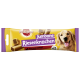 Verpackung von Pedigree Jumbone Riesenknocken-Hundeleckerlis mit einem lächelnden Golden Retriever, mit Text, der Rind- und Geflügelgeschmack und 5% Fett angibt.