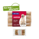 FIT+FUN Kausticks dog chew sticks pack (4) with red label and golden retriever; green badge reads "Neues Design – gleiche Qualität!"