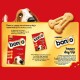 Promotional display for Bonio dog biscuits with a beagle's face, "Bonio The Original," "Bonio Bitesize," and a tip about playing with dogs.