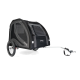 Schwarzer DogBus Plus Zweirad-Haustier-Fahrradanhänger mit Netzpaneelen, gespeichten Rädern und Aluminium-Zugarm.