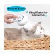 Handsprühgerät sprüht Katze im Korb an; Beschriftung: 'Smooth Spary' und 'Without Floating Hair Static Electricity'.