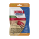 KONG Snacks-Tüte (klein) zeigt Hände, die ein rotes KONG-Spielzeug befüllen; Text: 'All-Natural', 'Stuff to extend playtime', 'For Small KONG'.