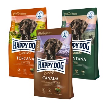 HAPPY DOG Sensible Probierpaket Länderreise 3x1kg Mixpaket 2