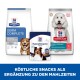 Drei Hill's Haustierfutterprodukte: Derm Complete, Hypoallergene Leckereien und Science Plan Hypoallergen, mit dem Text "Köstliche Snacks als Ergänzung."