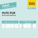 Fütterungsempfehlungen für Katzenfutter für Erwachsene von 'Pute Pur' von deuka companion, mit Tabellen für ideales Gewicht und tägliche Menge.