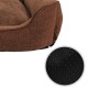 Braches Haustierbett mit weichem Fleece-Innenraum und rutschfester Unterseite, mit einer Nahaufnahme der strukturierten Unterseite.