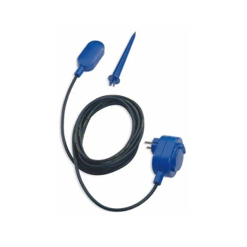 Frostwächter Blauer Haustierwasserheizer mit einem Schwimmerschalter, Stromstecker und einem langen schwarzen Kabel, entworfen, um Wasser warm zu halten.