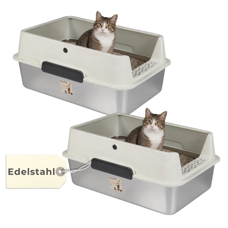 GarPet 2x Katzentoilette Edelstahl Katzenklo