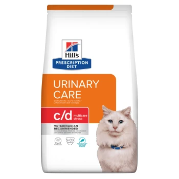Hill's Prescription Diet Urinary Care c/d Multicare Stress kattenvoerzak met label aanbevolen door dierenarts.