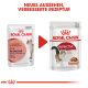 Bild, das zwei Verpackungsdesigns des Royal Canin "Instinctive" Katzenfutters vergleicht, mit einer Katze und Text, der das neue Aussehen und das verbesserte Rezept hervorhebt.