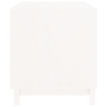 Ein schlichter weißer Futterbehälter für Haustiere mit flachem Deckel und vier Beinen, entworfen zur Organisation von Haustierbedarf.