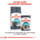 Royal Canin Feline Care Nutrition Program met droge en natte urine kattenvoer verpakkingen, met tekst die hun voordelen benadrukt.