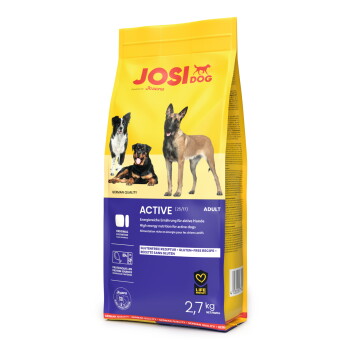 JosiDog Active Adult Hundefutterbeutel, energiereiche Ernährung für aktive Hunde, glutenfrei, 2,7 kg, deutsche Qualität.