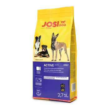 JosiDog Active Adult Hundefutterbeutel, energiereiche Ernährung für aktive Hunde, glutenfrei, 2,7 kg, deutsche Qualität.