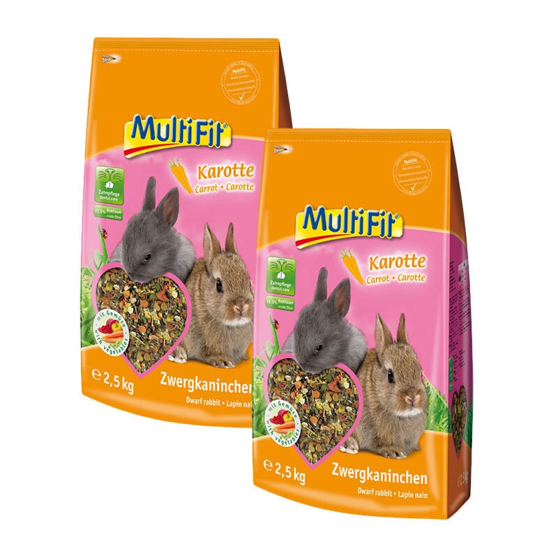 MultiFit voor dwergkonijnen met wortelen 2x2,5 kg