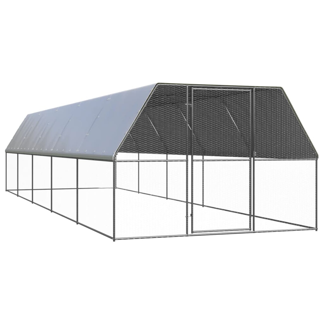 Vidaxl Grau Outdoor-Hühnerkäfig 3X10x2 M Verzinkter Stahl - Bild 3