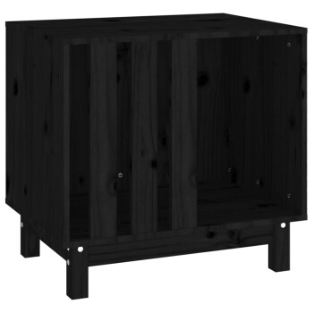 Schwarzer Holz-Haustieraufbewahrungsschrank mit offenen Regalen und einem stabilen Design, ideal zur Organisation von Haustierbedarf.
