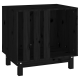 Schwarzer Holz-Haustieraufbewahrungsschrank mit offenen Regalen und einem stabilen Design, ideal zur Organisation von Haustierbedarf.