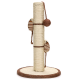 Kratzbaum für Katzen mit zwei gestreiften Mäuse-Spielzeugen und einem hängenden Ball, ausgestattet mit einem stabilen Sockel und einem natürlichen Seil-Design.