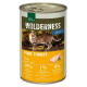 Dosenfutter für Katzen mit der Aufschrift "Wilderness Adult Pure Turkey", mit einer Bengal-Katze auf dem Etikett, 99 % Truthahn, 1 % Pflanzen und 0 % zugesetzten Getreide.