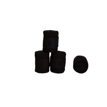 Vier schwarze Tierbandagen gestapelt, mit einer gerollten Bandage daneben.