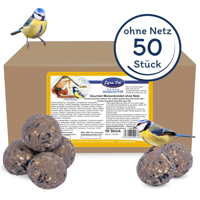 Lyra Pet Gourmet Meisenknödel ohne Netz à 80 g 50 Stück