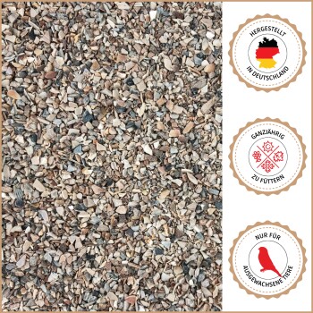 Supravit-Logo mit deutschem Text "Einfach gutes Futter – Frisch und natürlich seit 1965" und Silhouetten von zwei Vögeln.