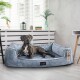 ® Orthopädisches Hundebett FRANKLIN Kuscheliger Teddy-Stoff - Hundesofa blau/ grau 90 cm, 22 cm, 75 cm
