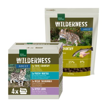 Kit d’alimentation mixte WILDERNESS Adult True Country 300 g + 4 x 100 g Multipack