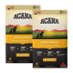 Deux sacs de nourriture pour chiens ACANA Puppy Recipe avec des silhouettes de chiens, mettant en avant 70 % d'ingrédients d'origine animale et du poulet frais comme premier ingrédient.