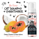 No Rinse Katzen-Shampoo + Conditioner von Bugalugs, mit Papaya und Kokosnuss, fördert tiefes Reinigen und Nährstoffversorgung. 200ml Flasche.