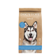 Braune Papiertüte mit DOG'S LOVE Hundefutter für Erwachsene, die ein Lachs-Etikett zeigt, mit Text auf Deutsch, der auf hochwertiges Trockenfutter hinweist.