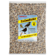Gemischte Vogelfuttersaatmischung mit Sonnenblumenkernen, Erdnüssen, Hafer und verschiedenen Getreiden für Ziervögel.