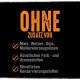 Wyraźna pomarańczowa etykieta z napisem "OHNE ZUSATZ VON" z wykluczeniami: kukurydza, pszenica, soja, nabiał, sztuczne kolory, smaki i konserwanty.