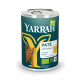 Yarrah Bio-Hundefutterdose mit einem braunen Hund, beschriftet mit 'Pâté mit Huhn, Algen & Spirulina' und als getreidefrei gekennzeichnet.